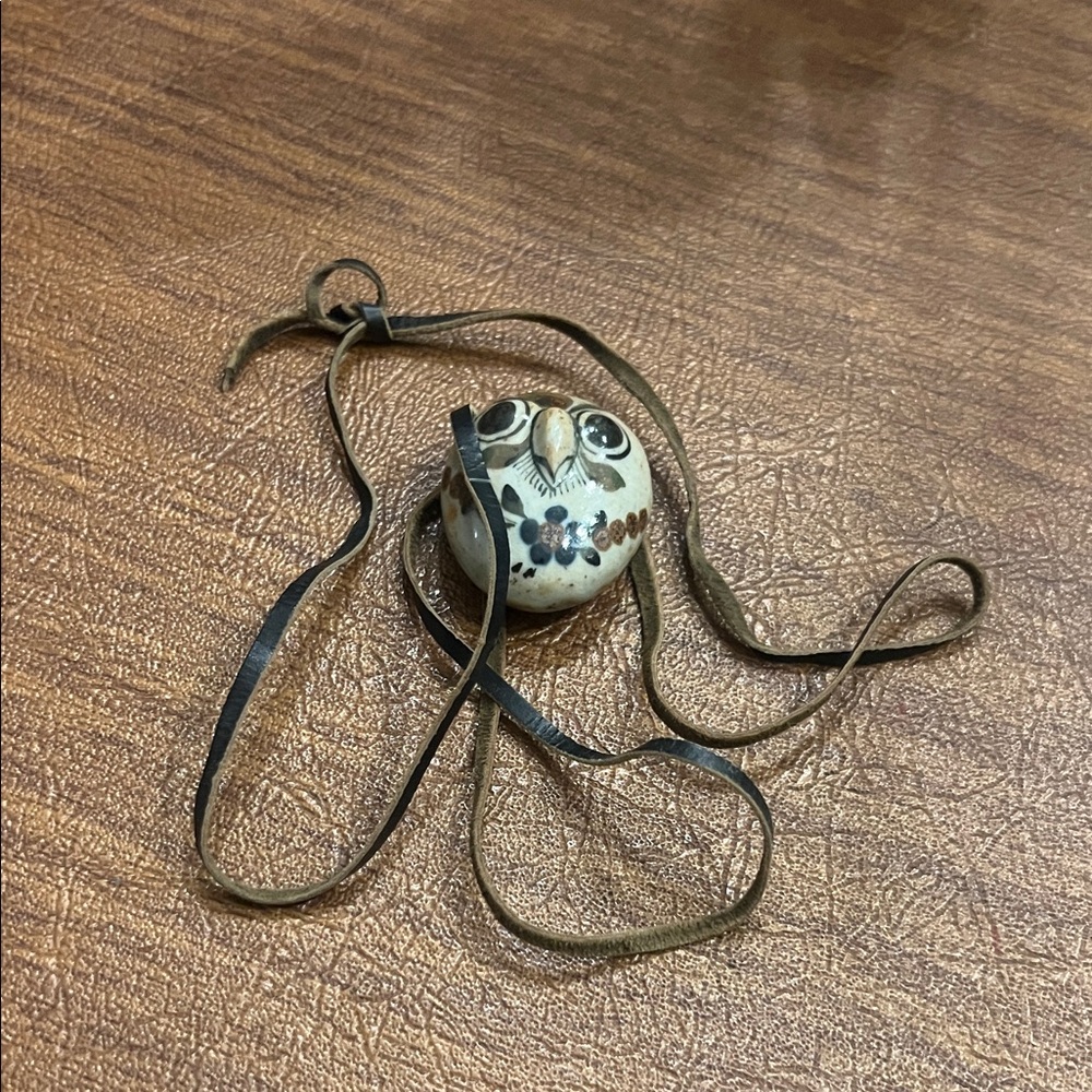 Owl Pendant Necklace with Leather Cord